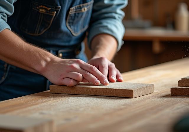Un artesano lijando una pieza de madera en su taller.