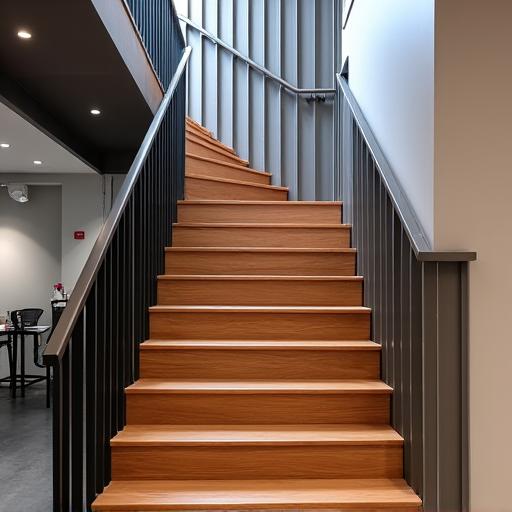 Escalera mixta madera y metal